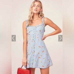 Astr Light Blue Floral Midi Dress